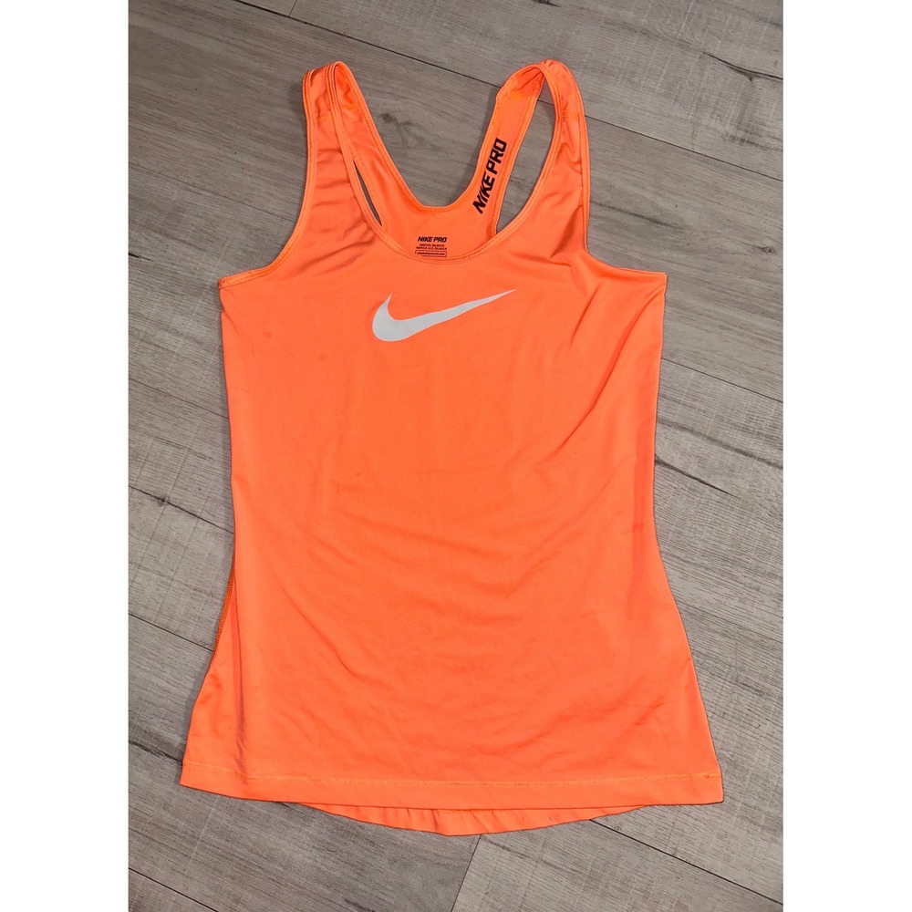 Nike Pro Dri-FIT Womens Racerback Tank Top Neon Orange Athletic Shirt Small